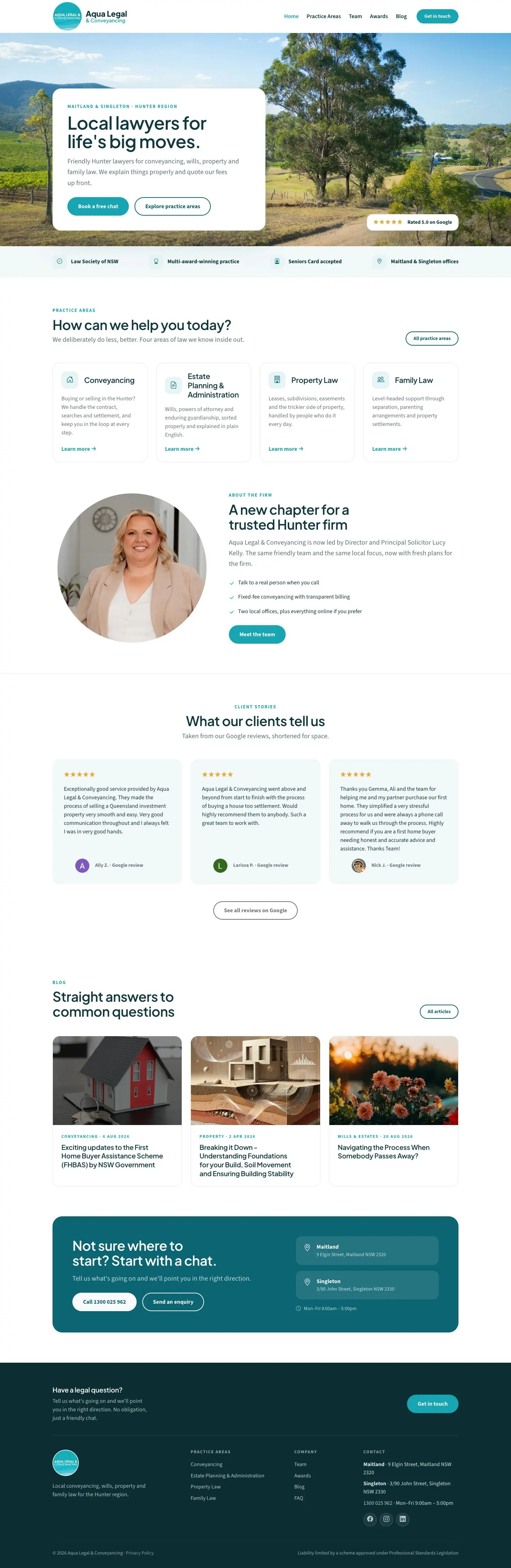 Aqua Legal home page