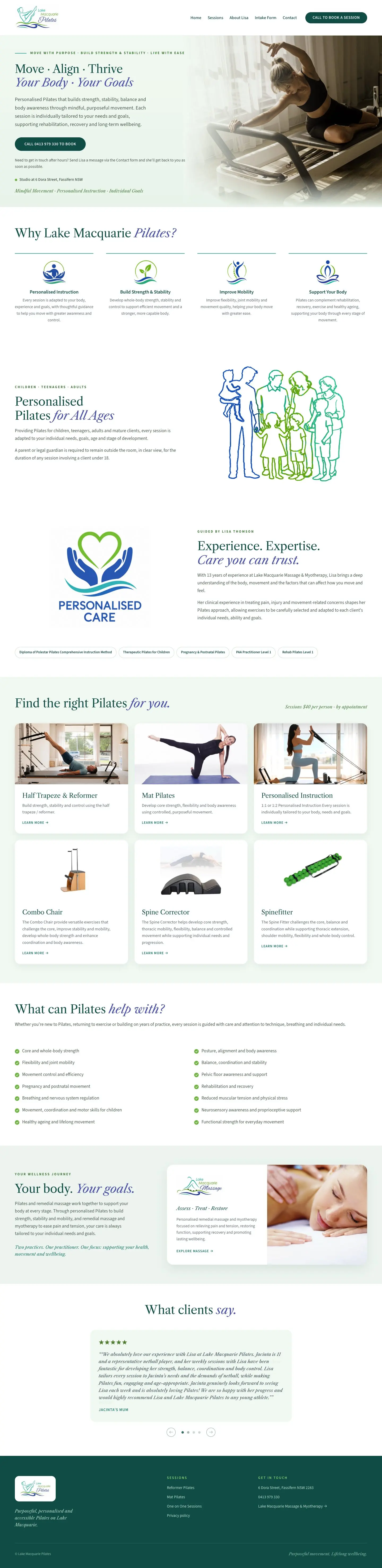 Lake Macquarie Pilates home page